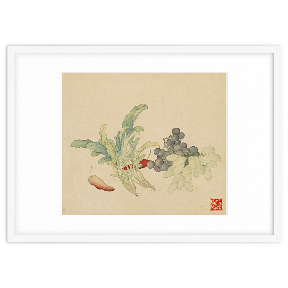Wang Chengyu ~ Flowers And Vegetables, Vegetables, Fruits, Peppers, Millet Hot, Grapes, Spinach