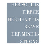 Fierce, Brave, Strong Female Empowerment Quote Blue (Print Only) thumbnail