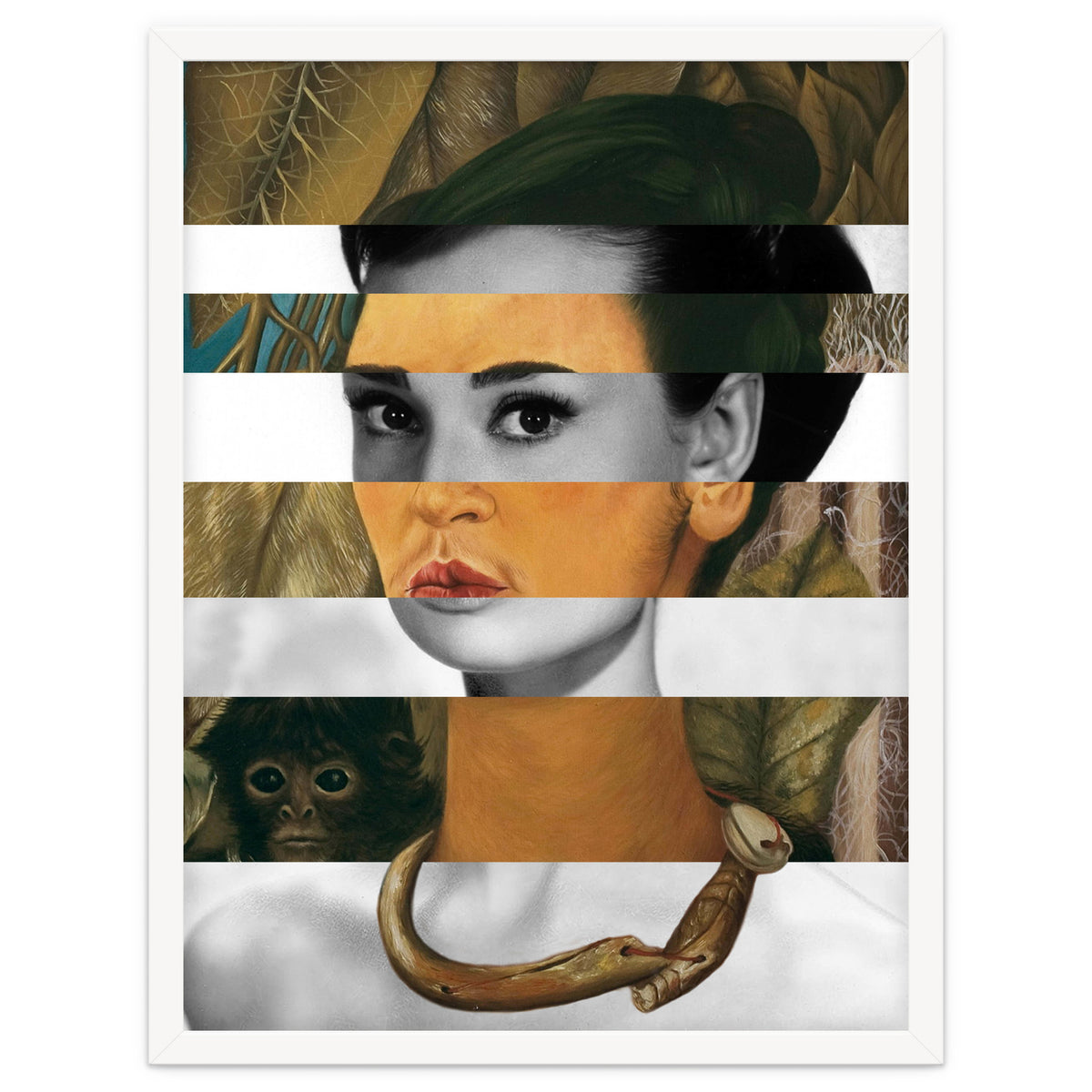 Frida Kahlo's Self Portrait with Monkey & Audrey Hepburn