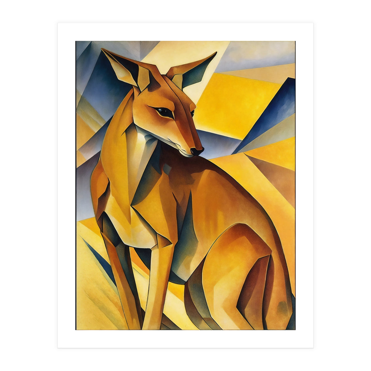 Kangaroo Abstract Oil Painting (Print Only)
