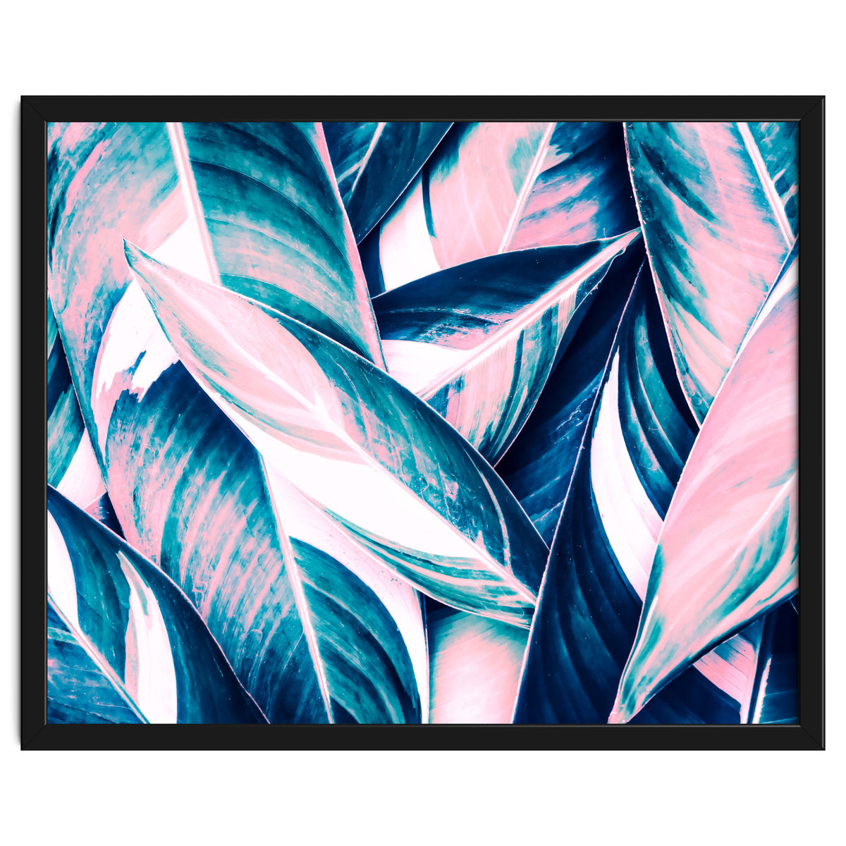 Botanical leaf pink and blue