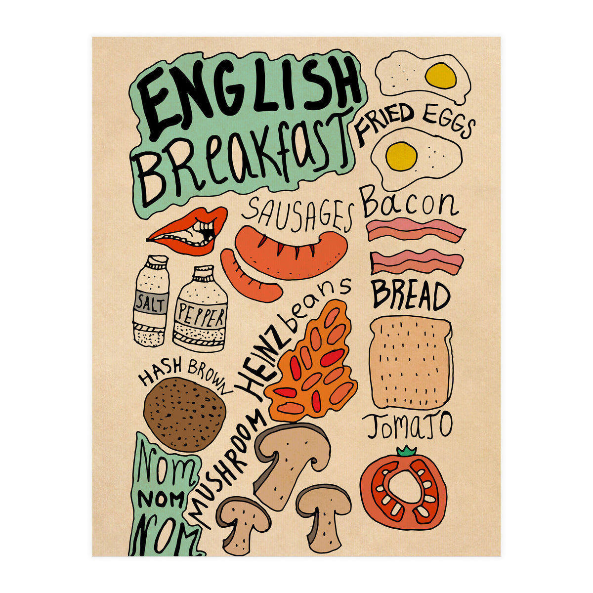 English Breakfast food recipe (Print Only)
