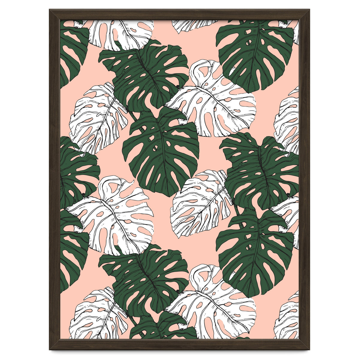 Hand drawing monstera pastel color