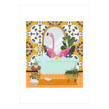 Flamingo Bathing in Moroccan Style Bathroom (Print Only) thumbnail