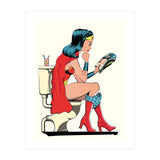 Wonder Woman on the Toilet, funny Bathroom Humour (Print Only) thumbnail