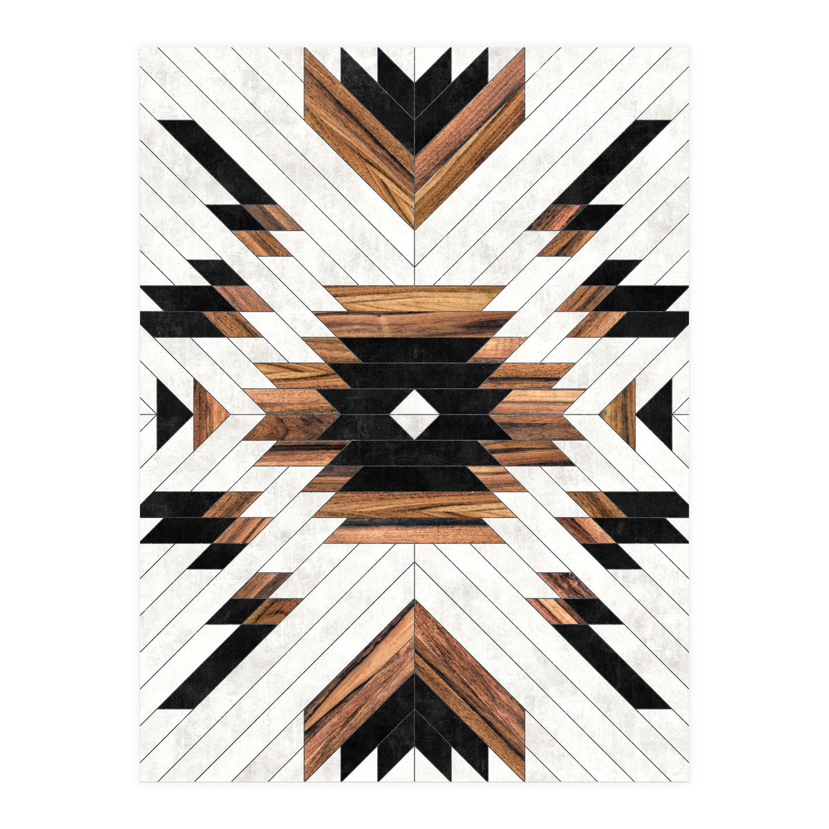 Urban Tribal Pattern No.5 - Aztec - Concrete and Wood (Print Only)
