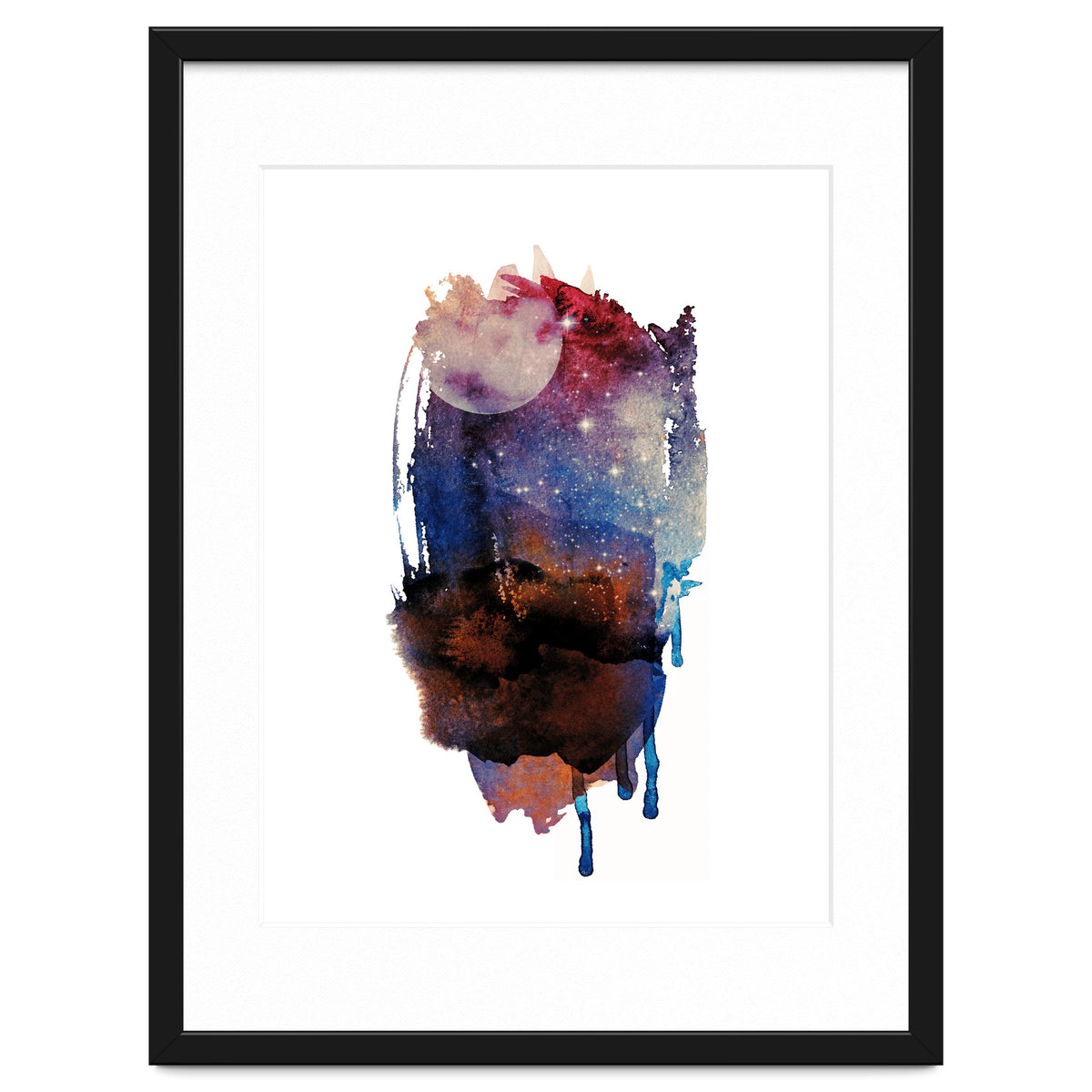 Abstract watercolour red moon