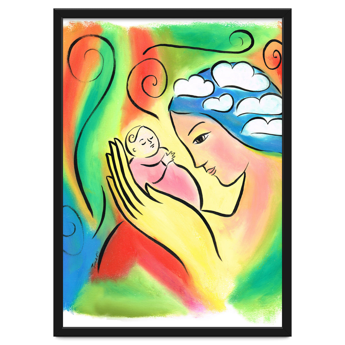 Woman And Baby With Clouds