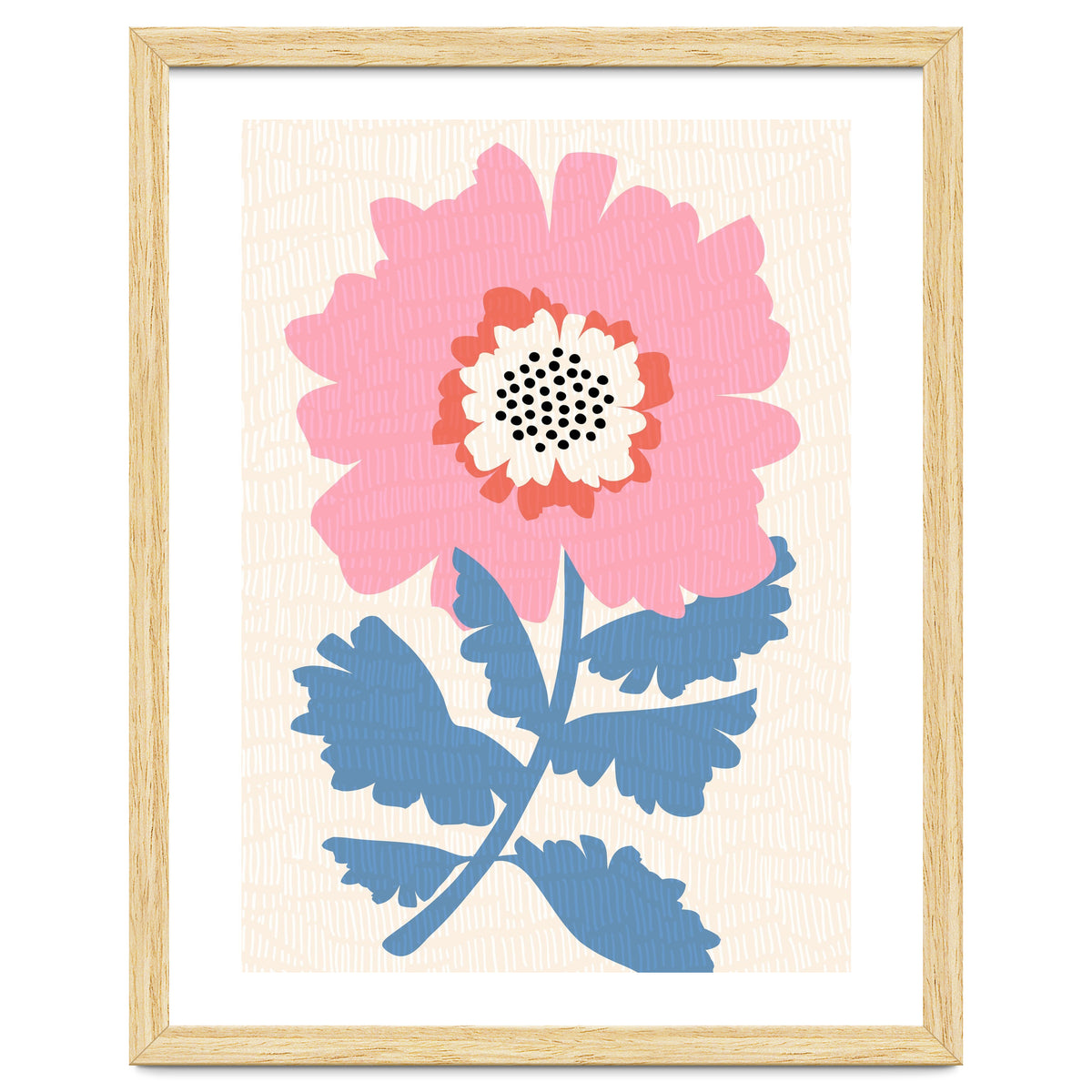 Pink Modern Folk Art Flower