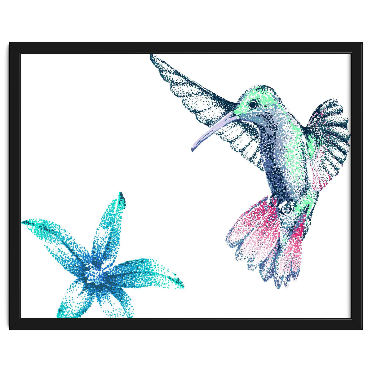 Green Hummingbird And Tropical Flower
