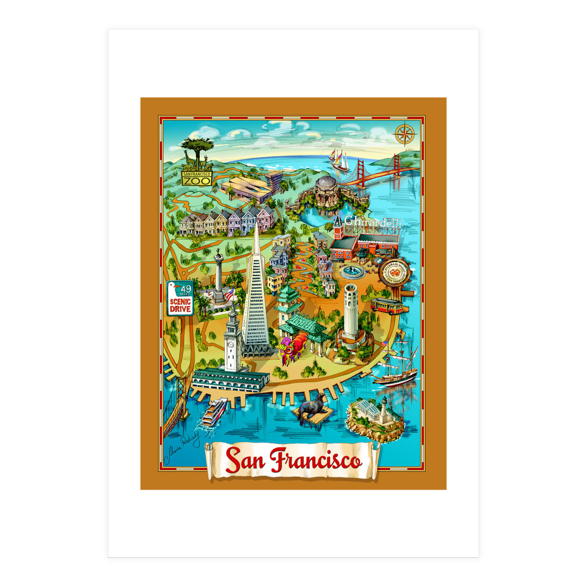San Francisco Map Illustration (Print Only)
