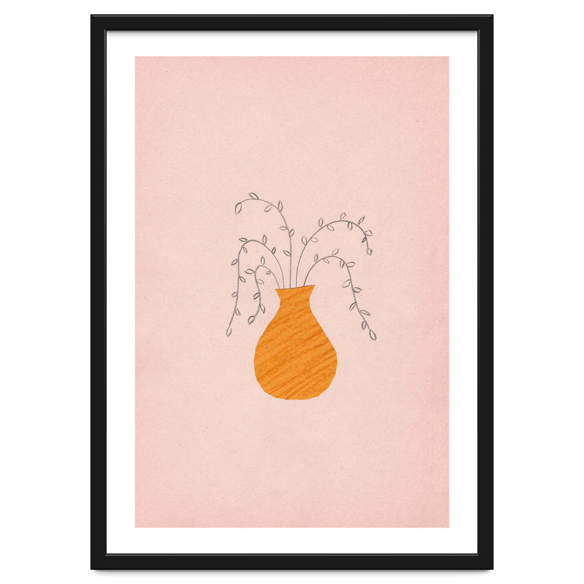 Pink and orange vase and plants