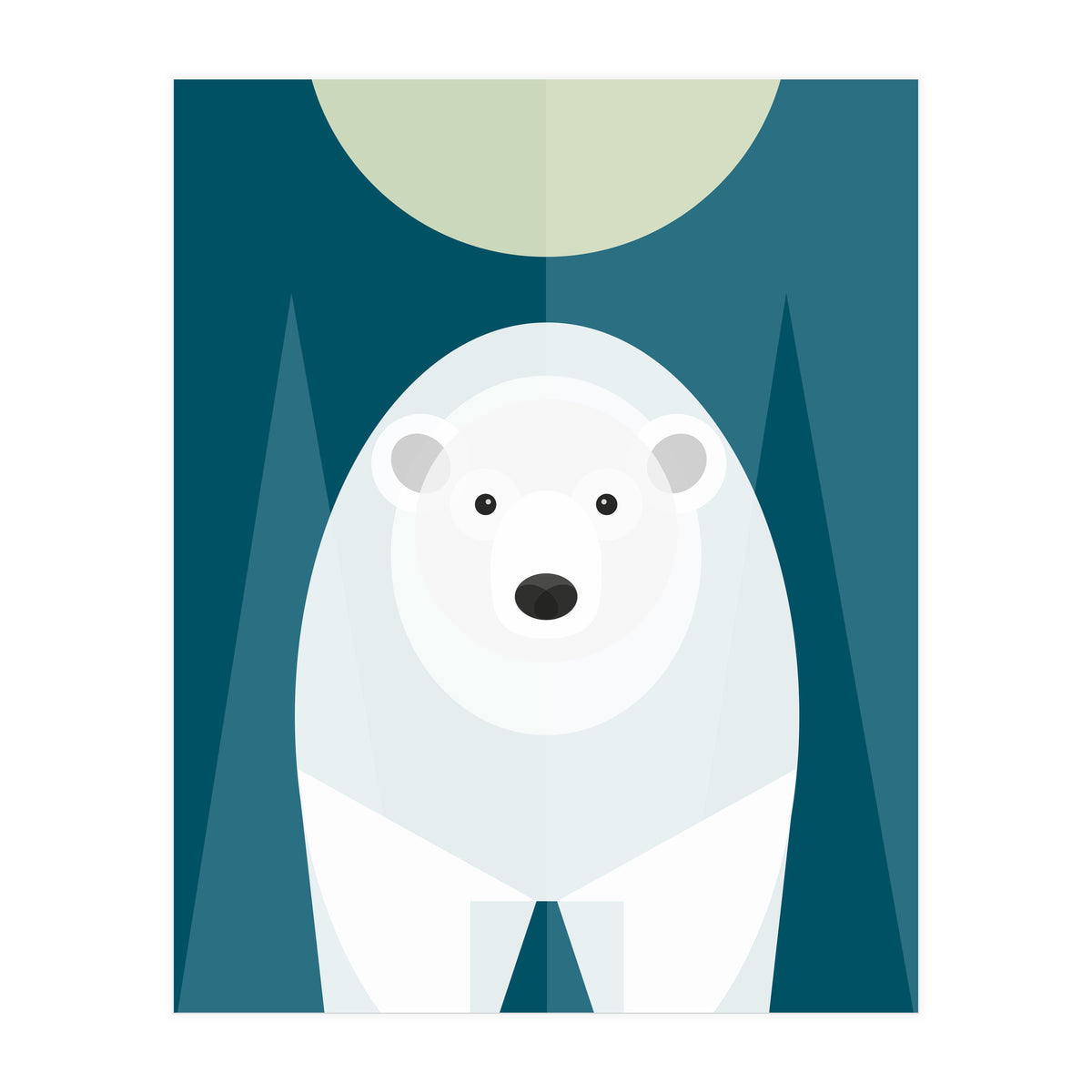Mid Century Geometric Polar Bear (Print Only)