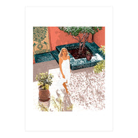 Soaking up the Sun | Bohemian woman Palace Architecture | Buildings Travel Fashion Urban Jungle (Print Only)