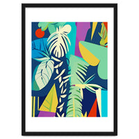 Tropical Wilderness, Abstract Botanical Jungle Plants, Pop of Color Eclectic Shapes Nature