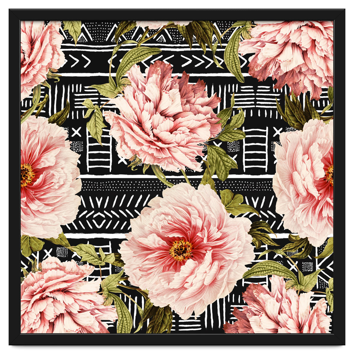 Flowering pink on drawn lines