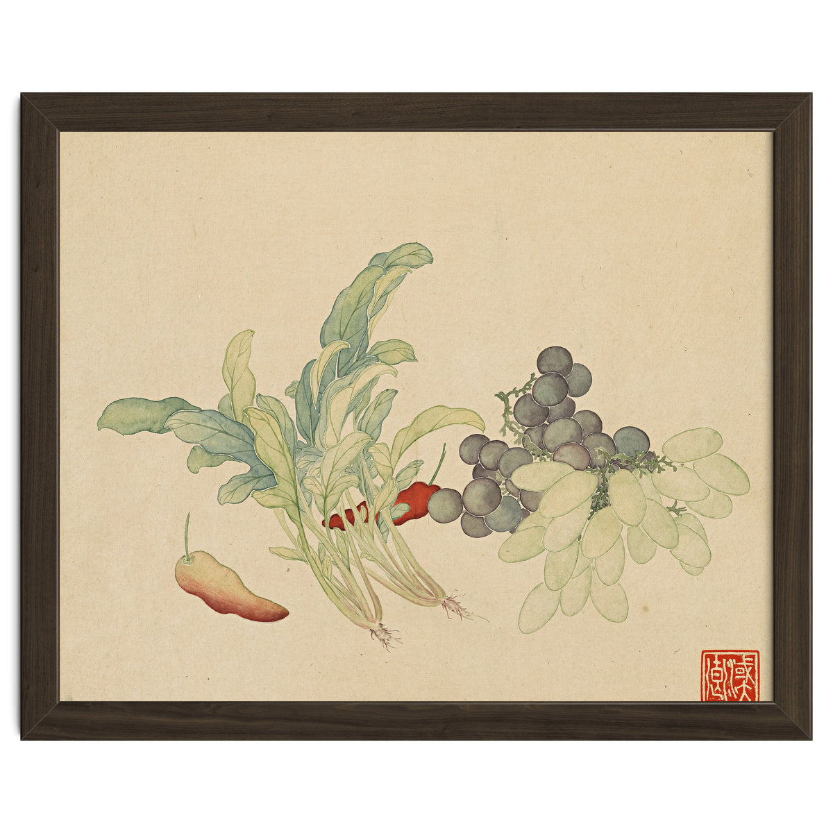Wang Chengyu ~ Flowers And Vegetables, Vegetables, Fruits, Peppers, Millet Hot, Grapes, Spinach