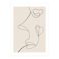 Continuous Line Art Face Drawing Floral Shapes (Print Only)