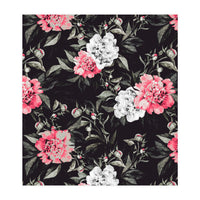 Floral pink - black & white dark (Print Only)