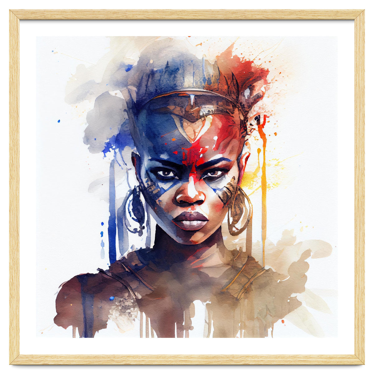 Watercolor African Warrior Woman #1