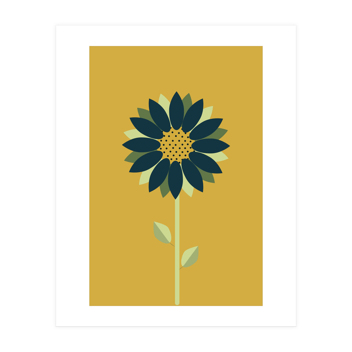 Scandinavian Folk Minimalist Flower Yellow Mustard (Print Only)