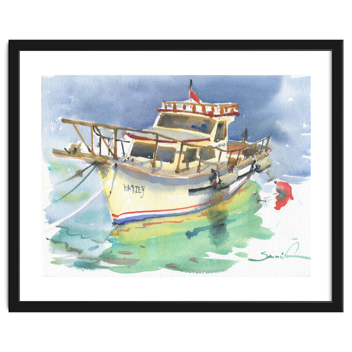 Yacht painting watercolor