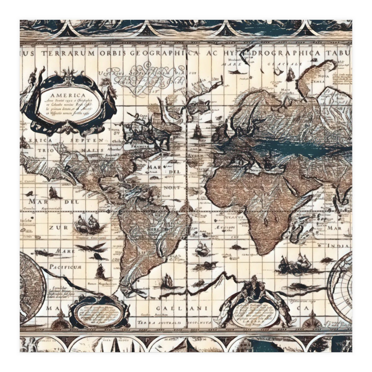 Antique Mapa Mundi revisited (Print Only)