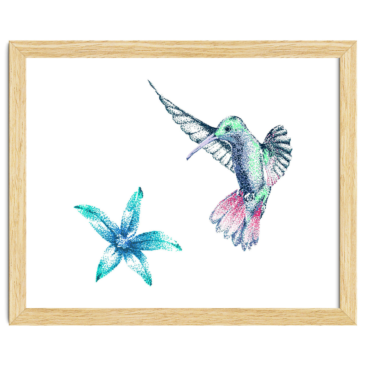 Green Hummingbird And Tropical Flower