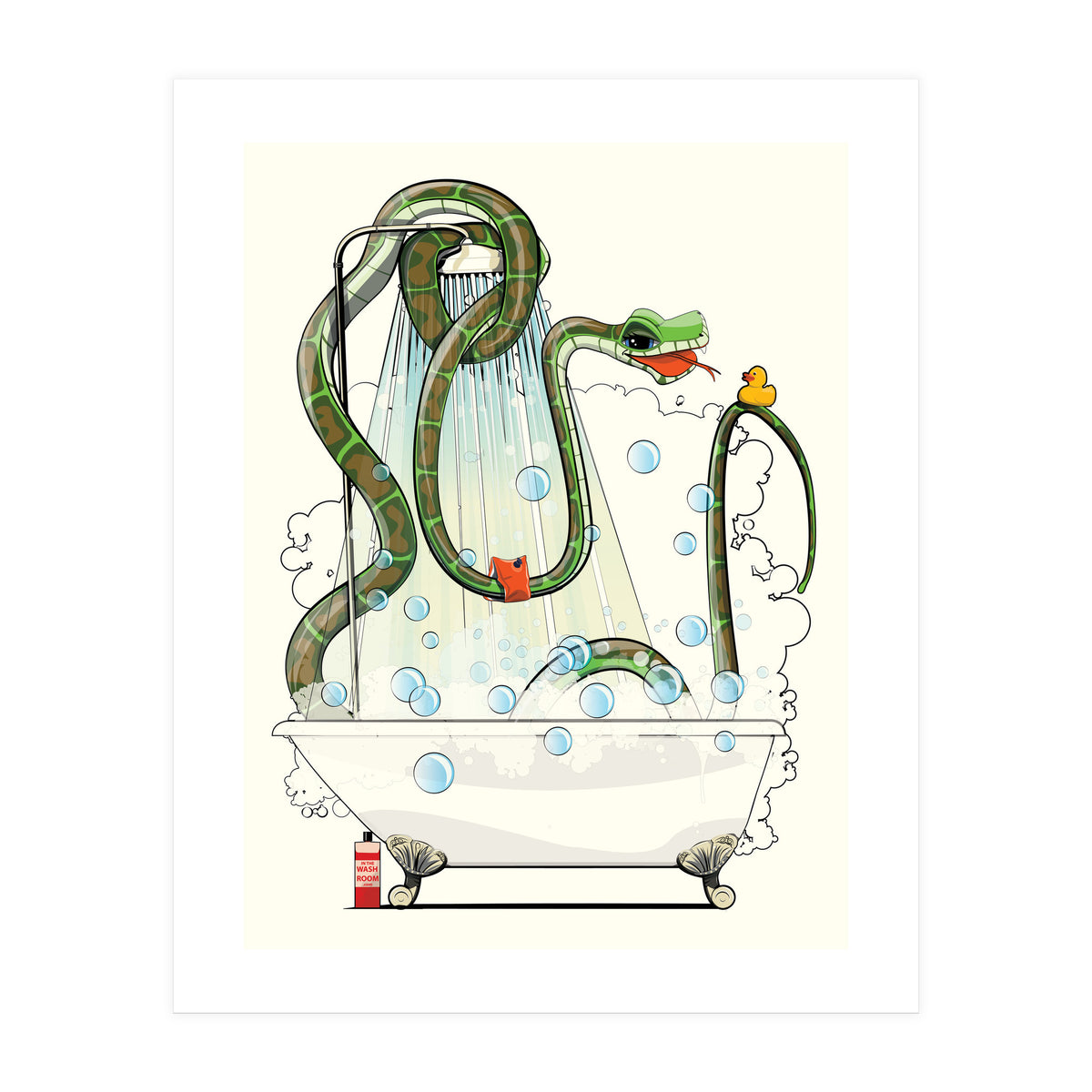 Snake in the Bath, Funny Bathroom Humour (Print Only)