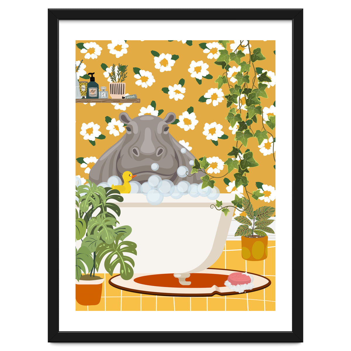 Hippo Taking a Bubble Bath