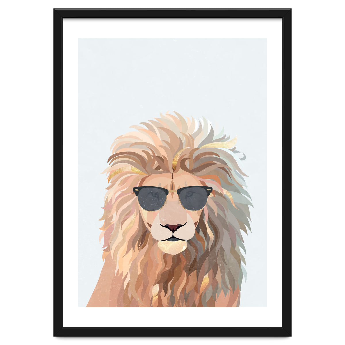 Lion Portrait earing sunglasses