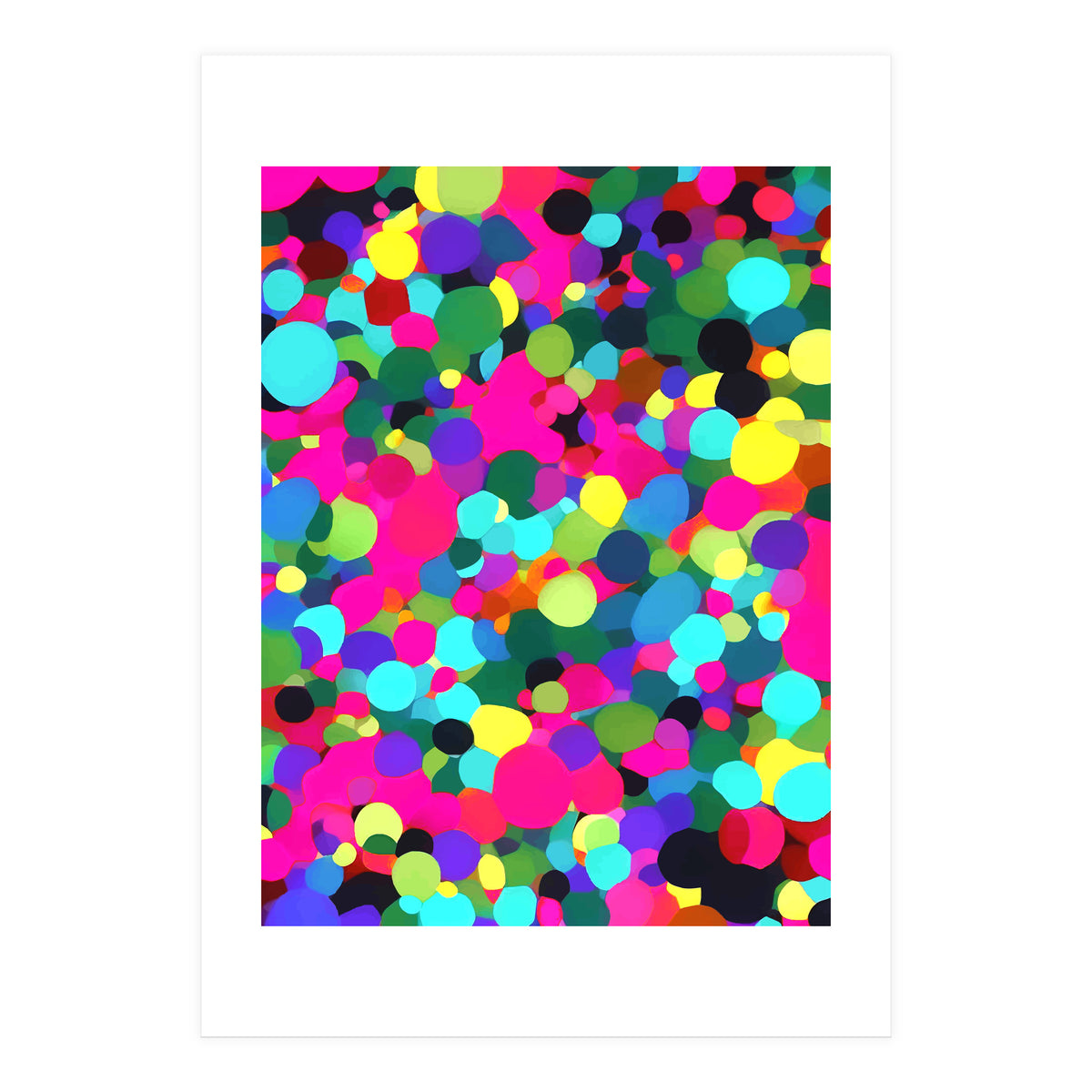 A Mess Of Colors, Eclectic Colorful Water Balloons, Fun Party Confetti Polka Dots Painting (Print Only)