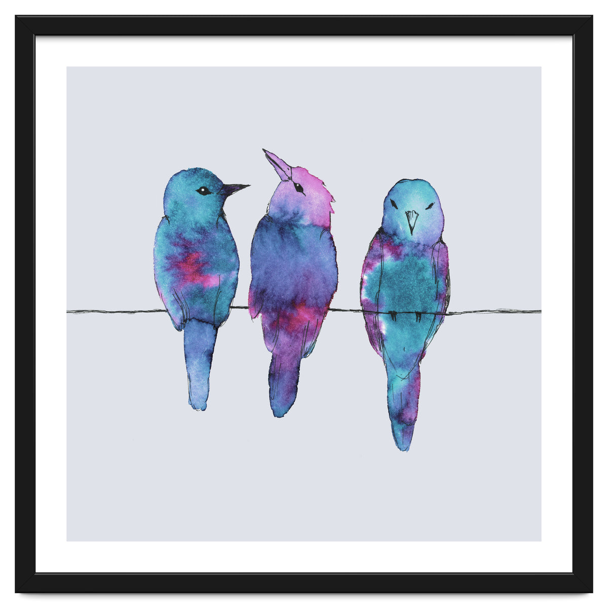 Three birds on a wire