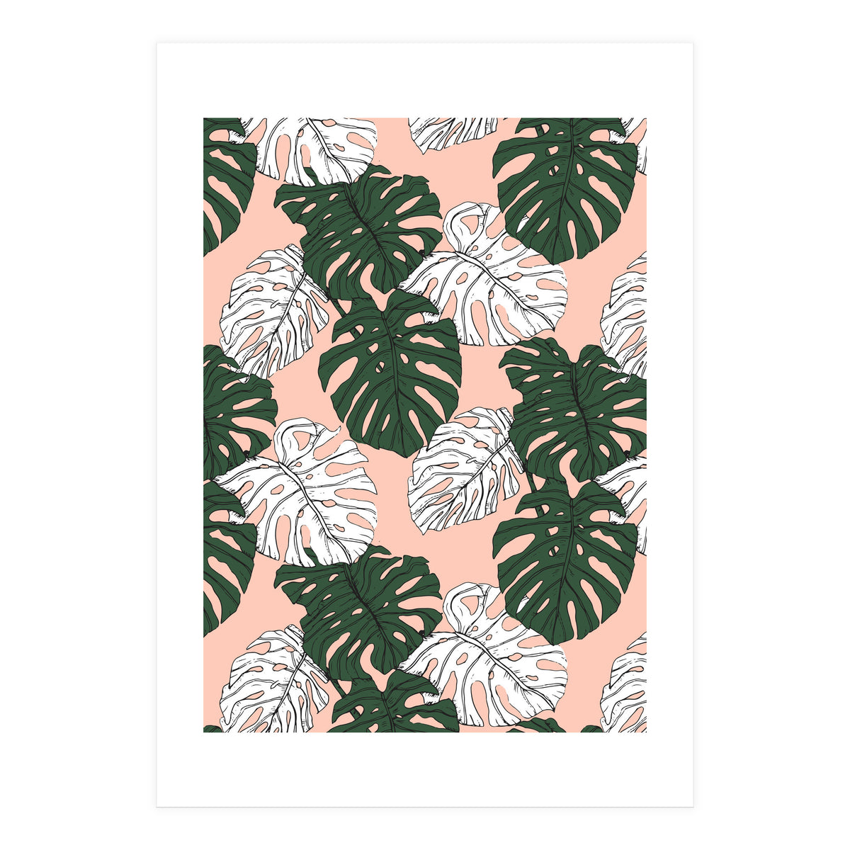 Hand drawing monstera pastel color (Print Only)