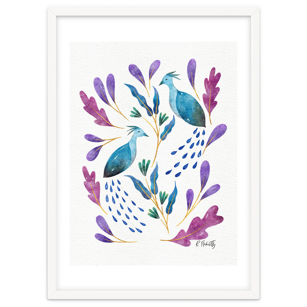 Folk Art Peacocks | Blue