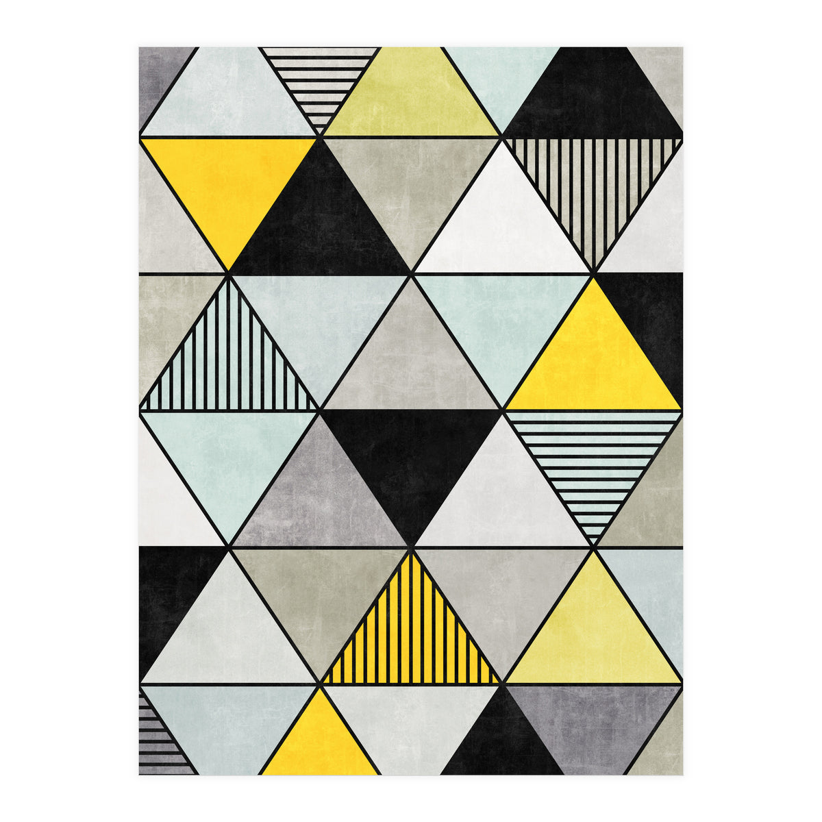 Colorful Concrete Triangles 2 - Yellow, Blue, Grey (Print Only)