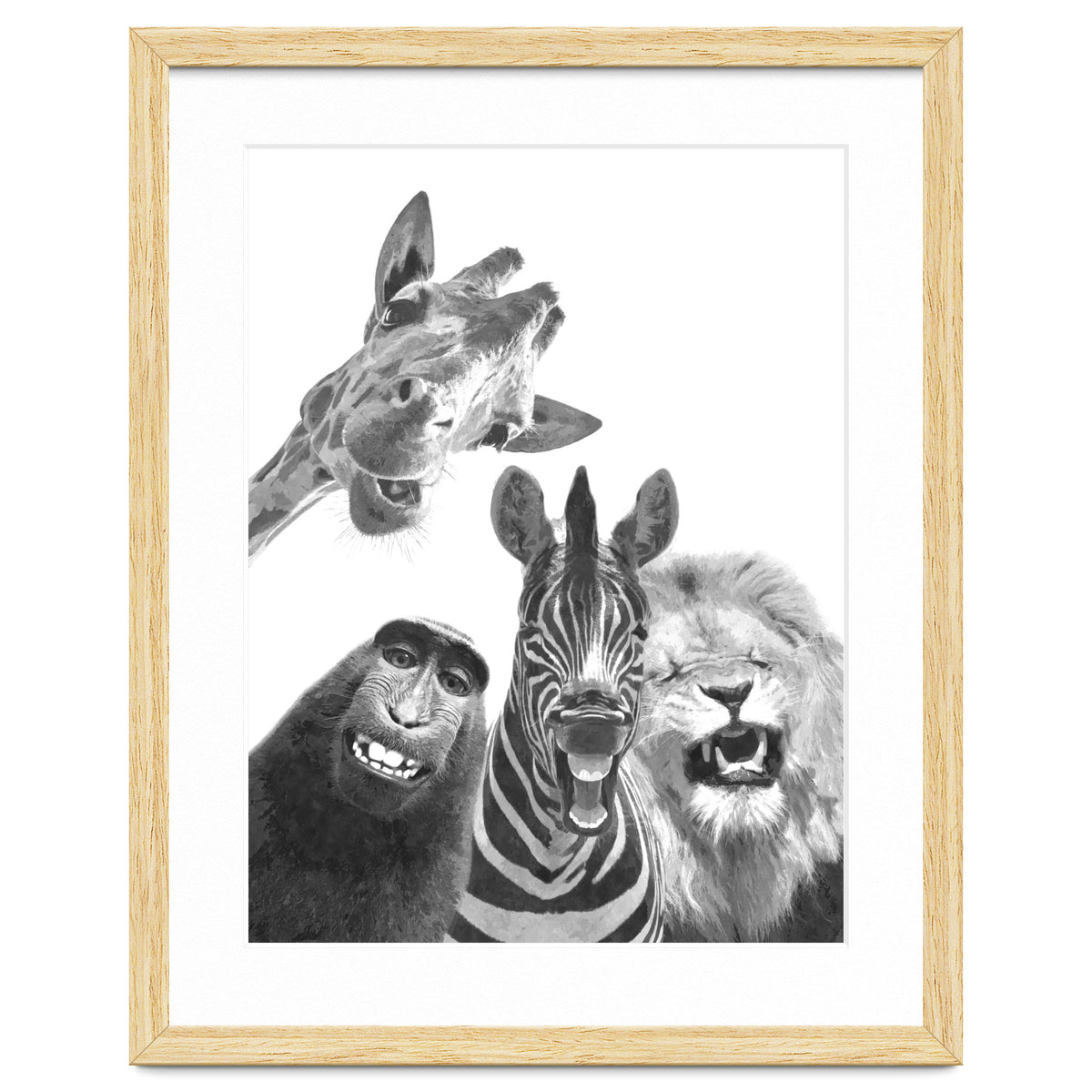 Black and White Jungle Animal Friends