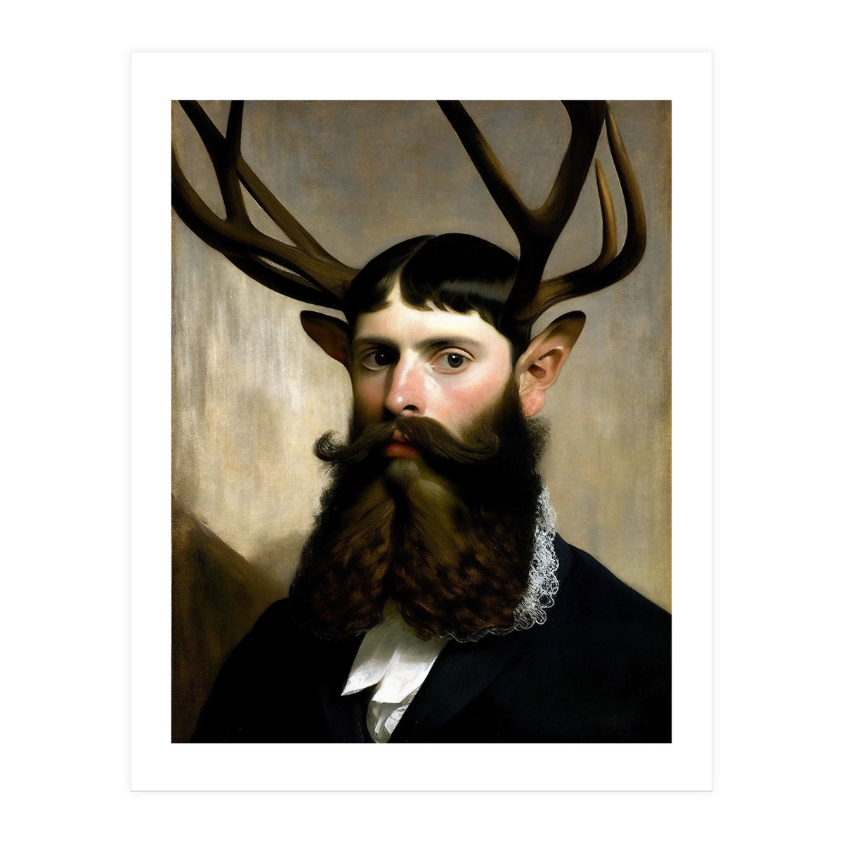 Man Stag Surreal Oil Painting (Print Only)