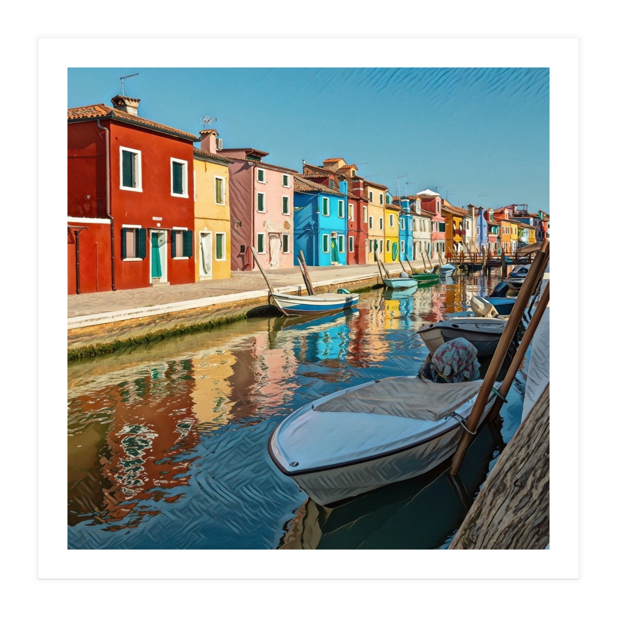 Boats In Venice Colorful Italy (Print Only)