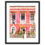 Monkey Business | Watercolor Tropical Goa Architecture Painting | Travel Pastel Pink Blush Building thumbnail