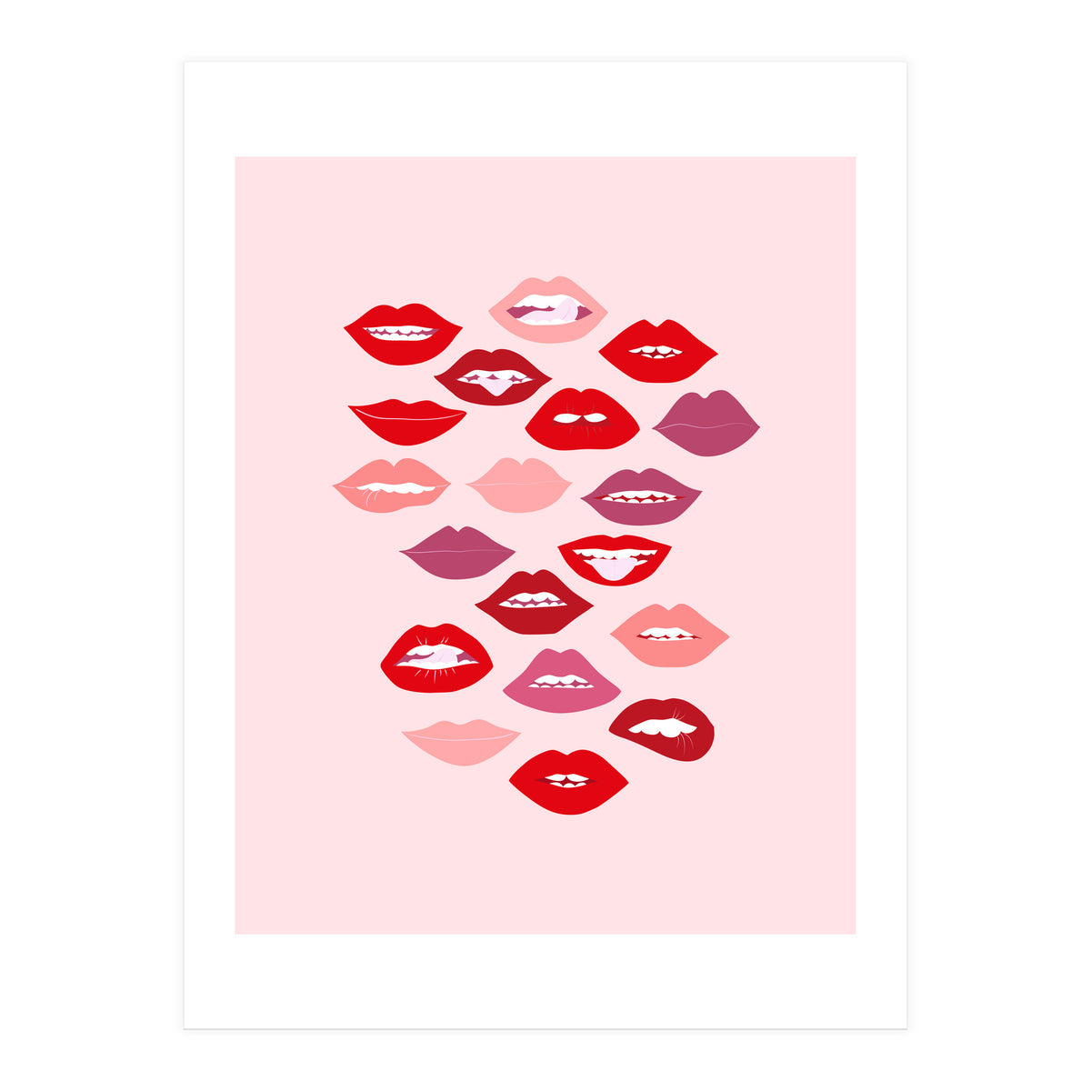 Lips Red with Pink Background (Print Only)