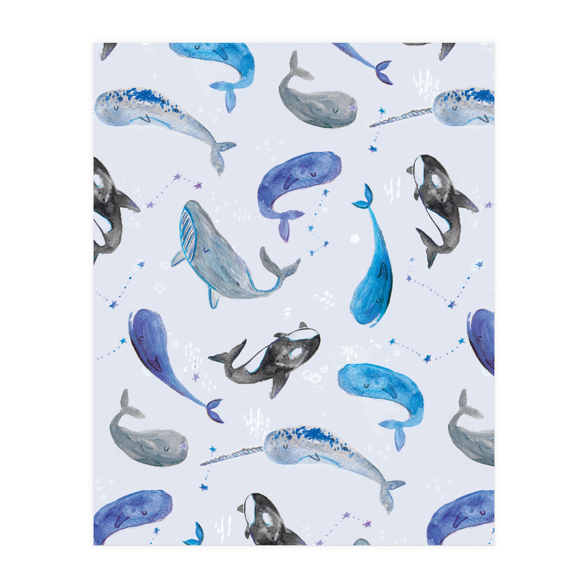 Whales Repeat Pattern (Print Only)