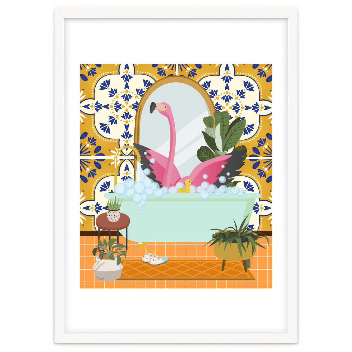 Flamingo Bathing in Moroccan Style Bathroom