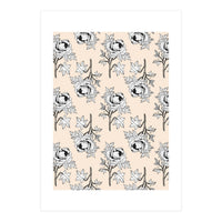 Drawing pattern of roses to pencil on beige (Print Only)