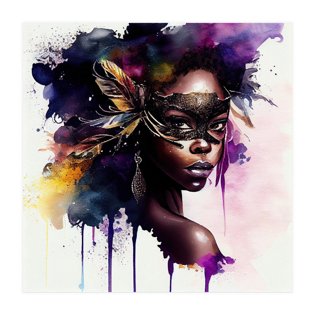 Watercolor Carnival Woman #4 (Print Only)