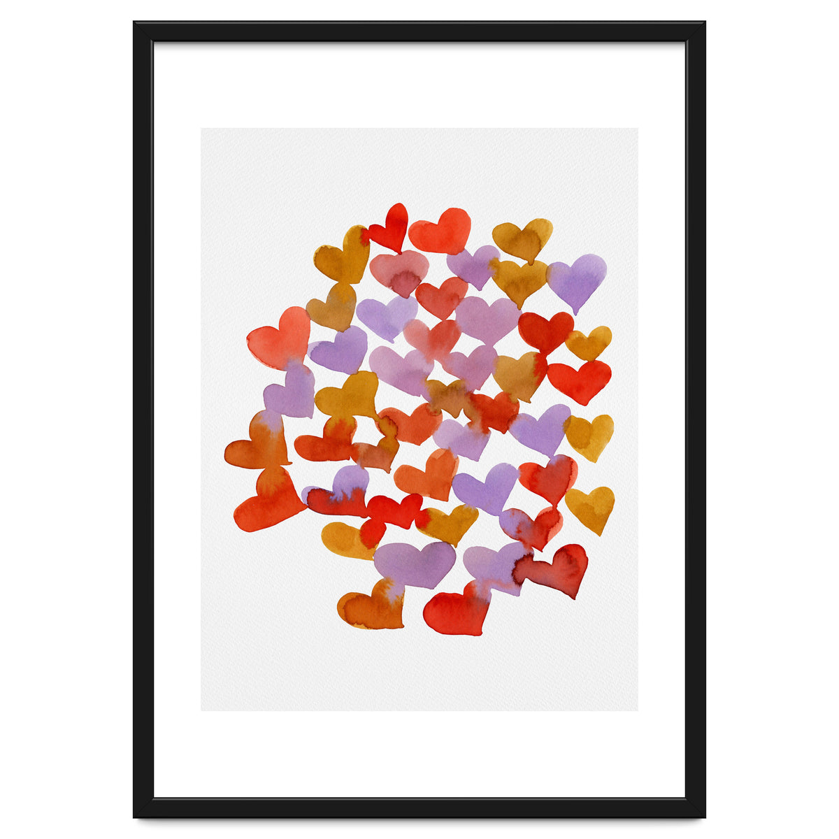 Watercolor melting hearts - retro