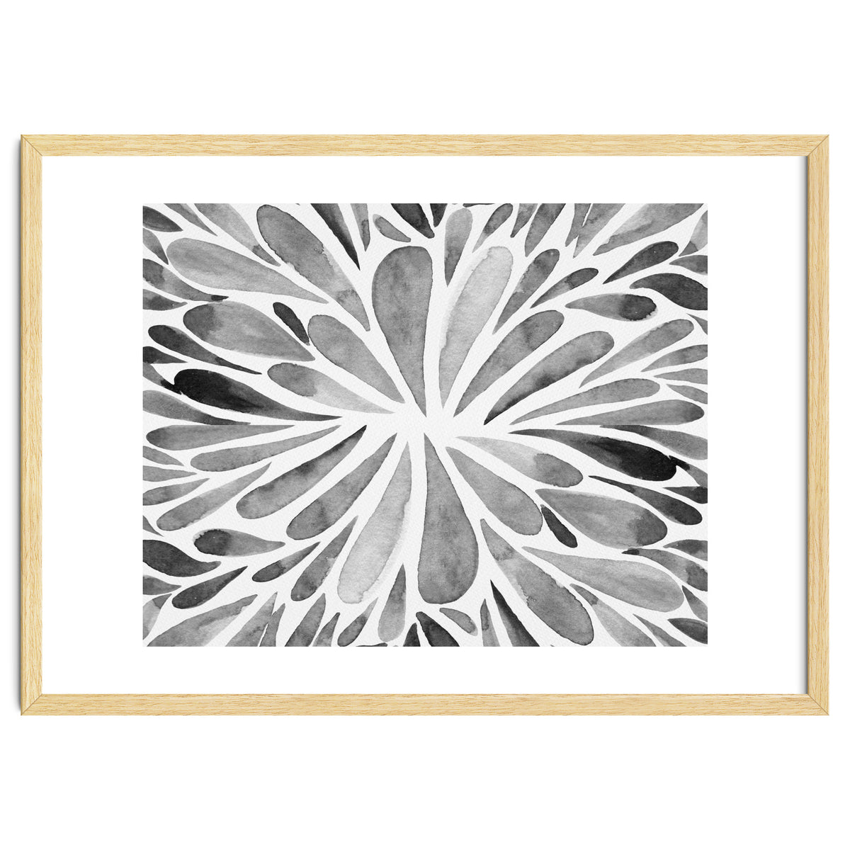 Retro abstract floral - black and white