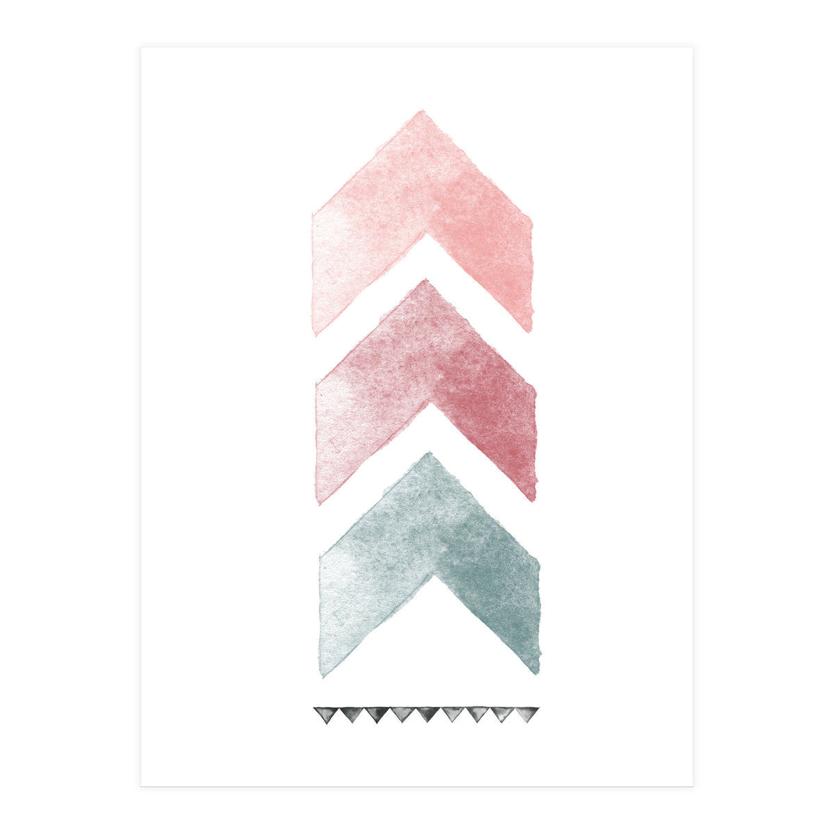 Pink And Blue Watercolor Chevron (Print Only)