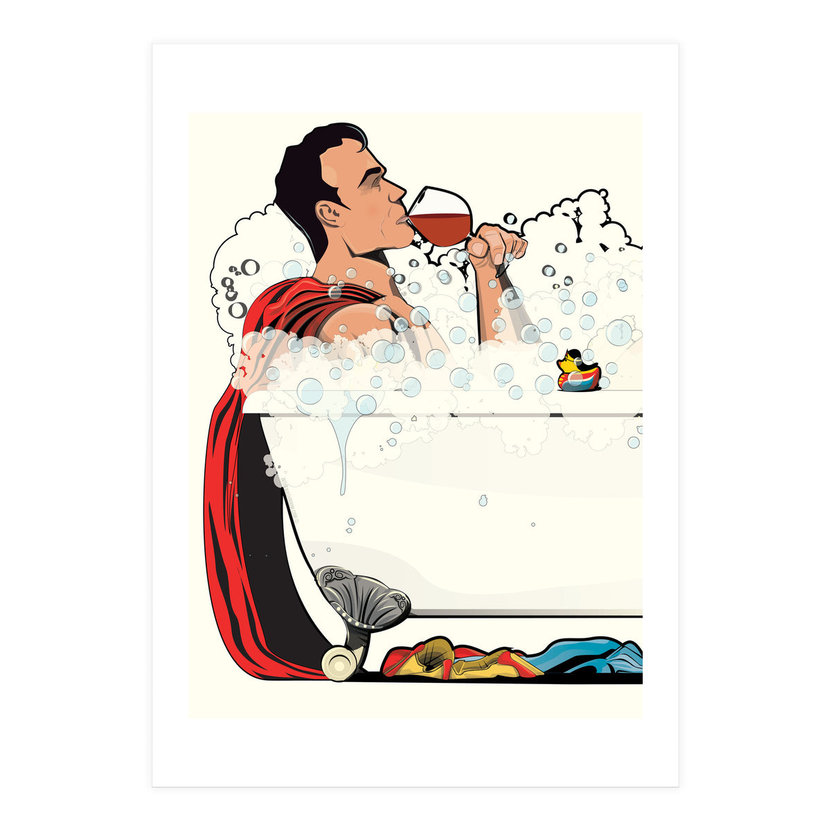 Superman in the Bath, funny Bathroom Humour (Print Only)