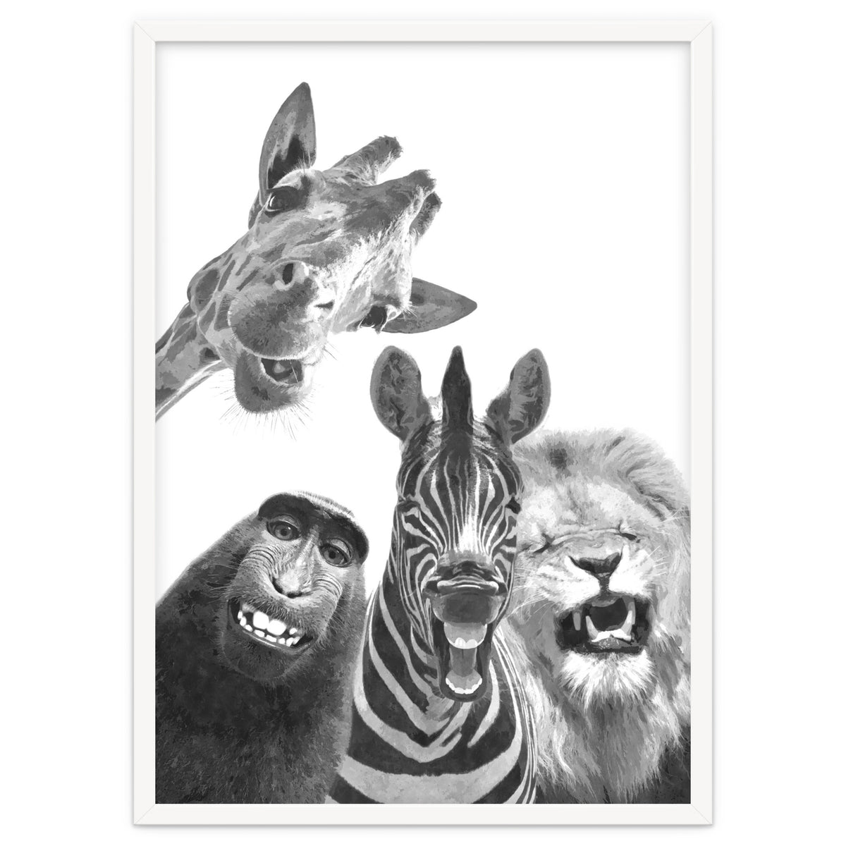 Black and White Jungle Animal Friends